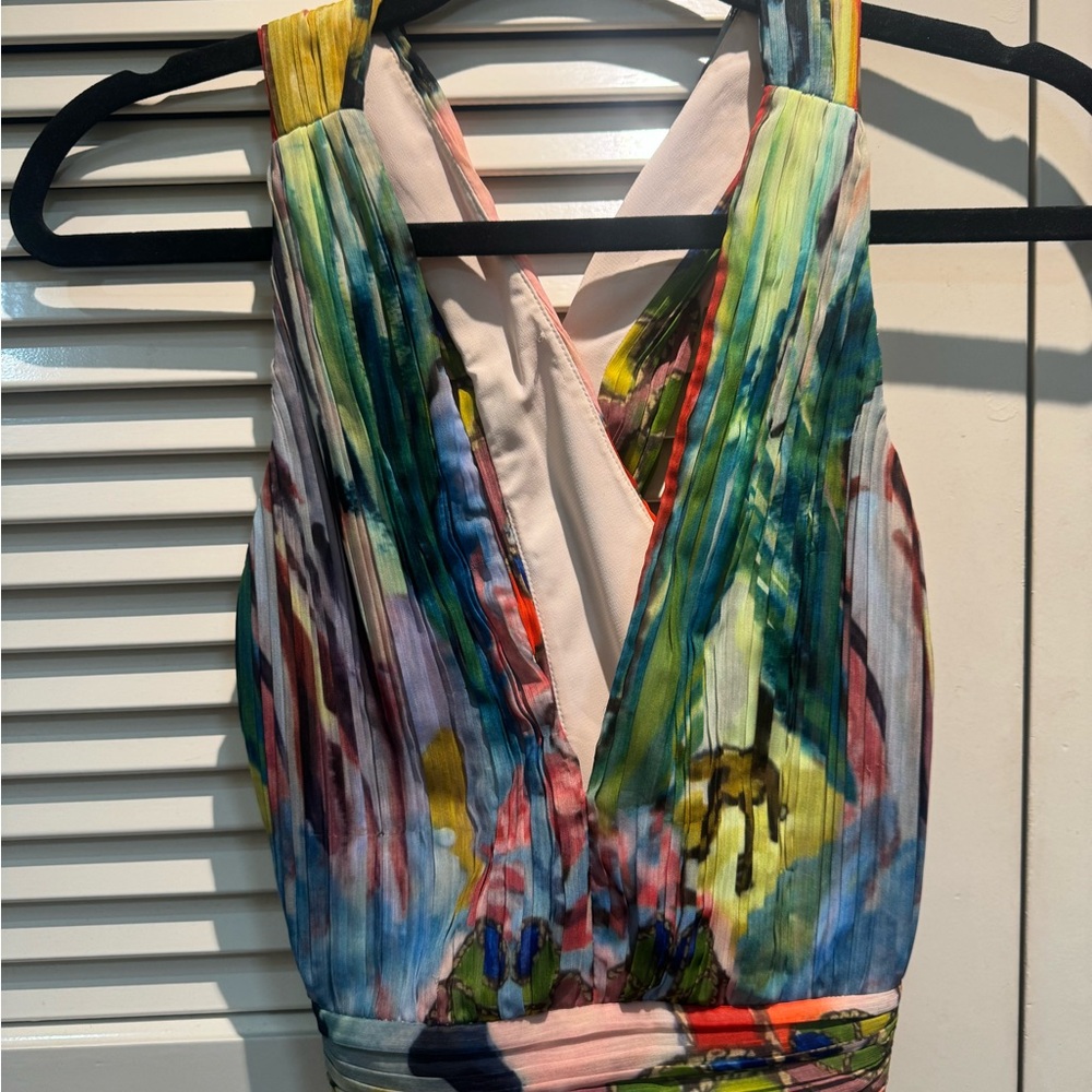 Alice + Olivia Multicolor V-Neck Crop Top